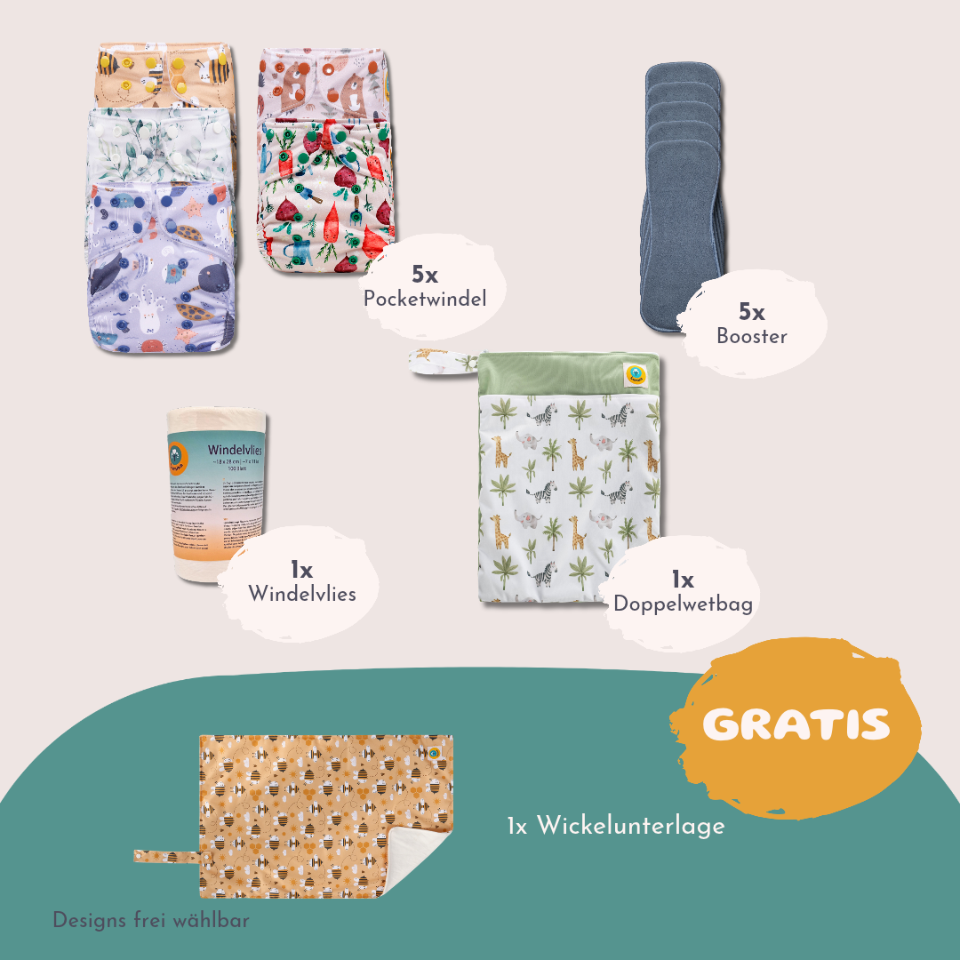Pocketwindel Tages-Kita Paket Bambuskohle