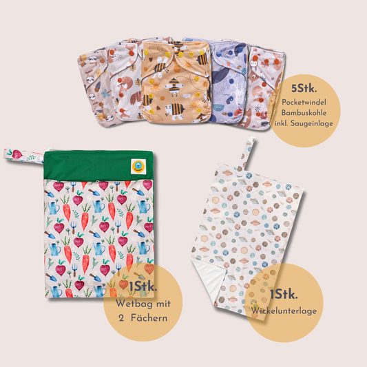 Tages-KITA Stoffwindel Paket mit Pocketwindeln
