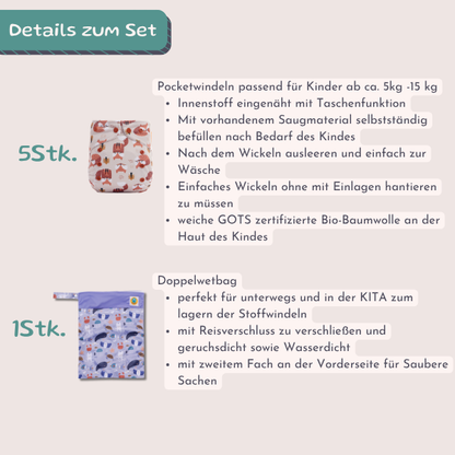 Pocketwindel Tages-Kita Paket Baumwolle